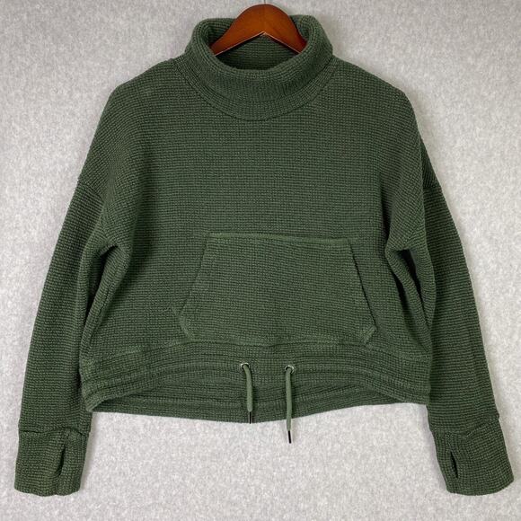Sweaty Betty Restful Boucle Pullover Sweatshirt Women's Size S Green Thumbholes - Picture 1 of 11